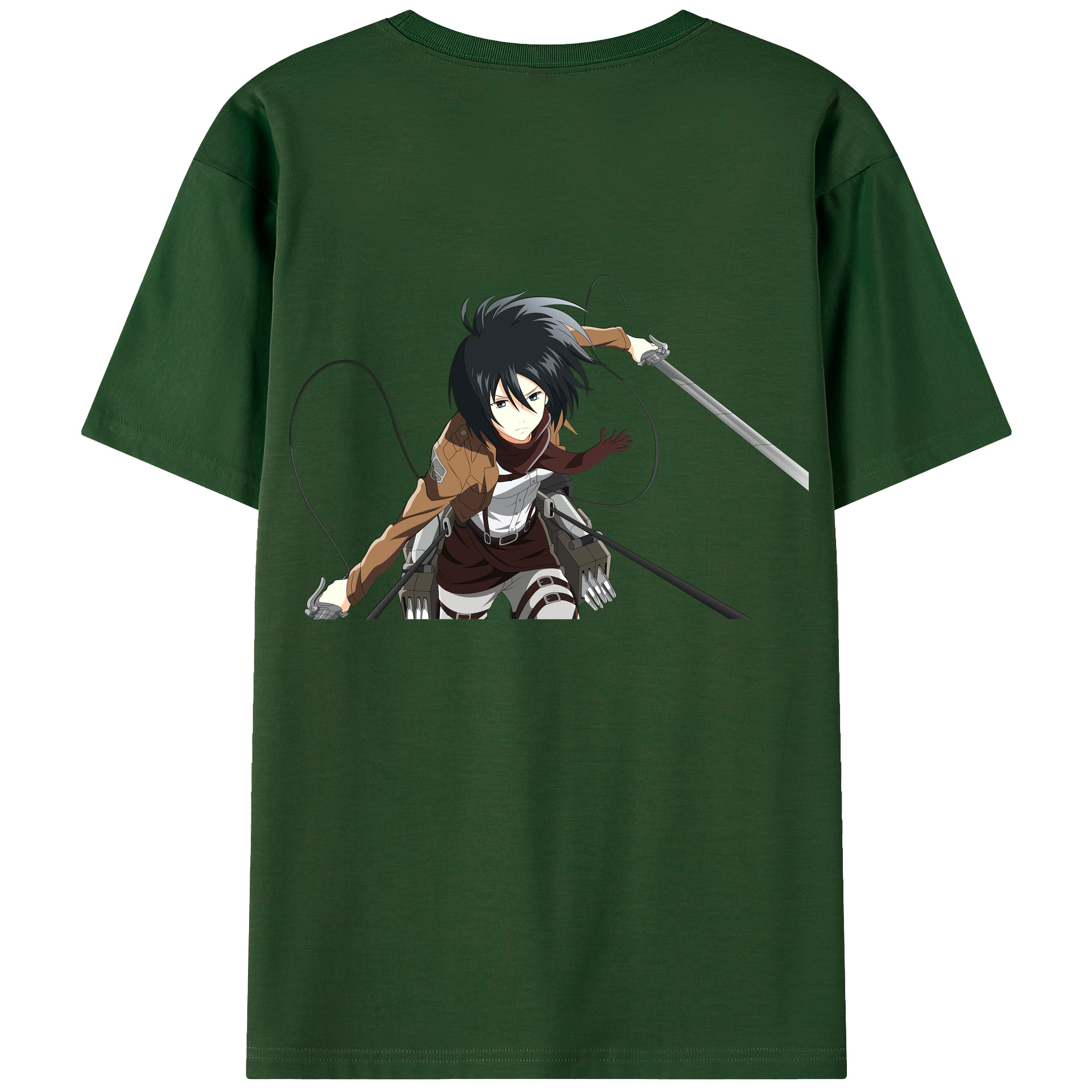 （画像用） 進撃の巨人 ミカサ·アッカーマン Attack on Titan Mikasa Ackerman 綿100％半袖Tシャツ（背面プリント）